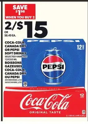 Independent Grocer COCA-COLA, CANADA DRY OR PEPSI SOFT DRINKS, 12X355 ML offer