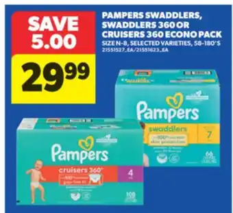 Real Canadian Superstore PAMPERS SWADDLERS, SWADDLERS 360 OR CRUISERS 360 ECONO PACK, 58-180' S offer