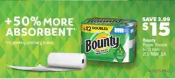 Real Canadian Superstore BOUNTY PAPER TOWELS, 6 = 12 ROLLS offer