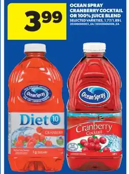 Real Canadian Superstore OCEAN SPRAY CRANBERRY COCKTAIL OR 100% JUICE BLEND, 1.771.89 L offer