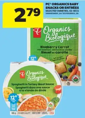 Real Canadian Superstore PC ORGANICS BABY SNACKS OR ENTRÉES, 42-185 G offer