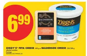 No Frills ZIGGY'S FETA CHEESE, 400 g or BALDERSON CHEESE, 250/280 g offer