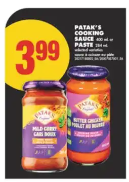 No Frills PATAK'S COOKING SAUCE, 400 mL or PASTE, 284 mL offer