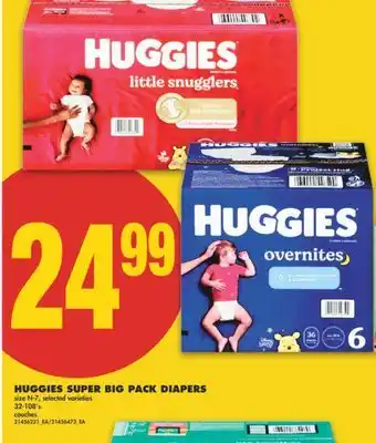 No Frills HUGGIES SUPER BIG PACK DIAPERS, 32-108's offer