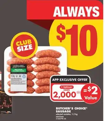 No Frills BUTCHER'S CHOICE SAUSAGE, 1.2 Kg offer