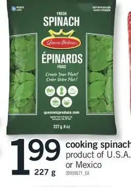 Fortinos COOKING SPINACH, 227 g offer