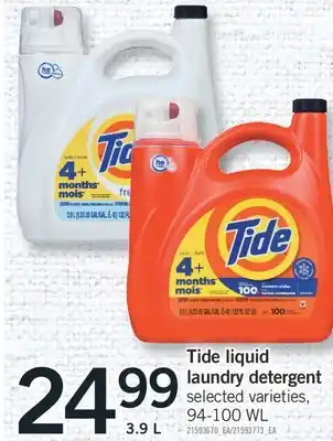 Fortinos TIDE LIQUID LAUNDRY DETERGENT, 94-100 WL offer