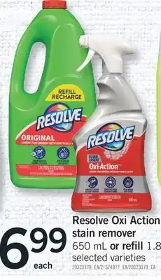 Fortinos RESOLVE OXI ACTION STAIN REMOVER, 650 ML OR REFILL, 1.8 L offer