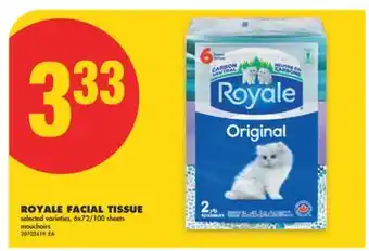 No Frills ROYALE FACIAL TISSUE, 6x72/100 sheets offer