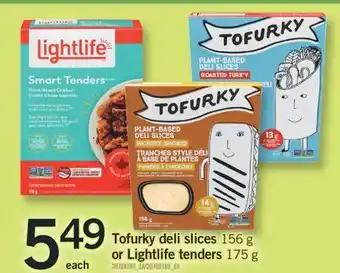 Fortinos TOFURKY DELI SLICES,156 G OR OR LIGHTLIFE TENDERS, 175 G offer