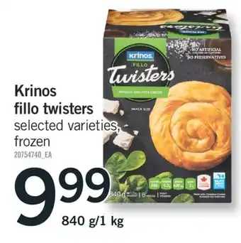 Fortinos KRINOS FILLO TWISTERS 840 g/1 kg offer