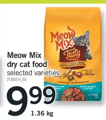 Fortinos MEOW MIX DRY CAT FOOD 1.36 kg offer