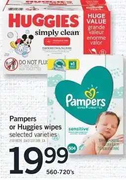 Fortinos PAMPERS OR HUGGIES WIPES, 560-720's offer