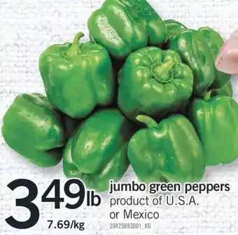 Fortinos JUMBO GREEN PEPPERS offer