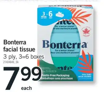 Fortinos BONTERRA FACIAL TISSUE, 3 ply, 3 = 6 boxes offer