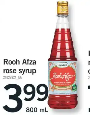 Fortinos ROOH AFZA ROSE SYRUP, 800 mL offer