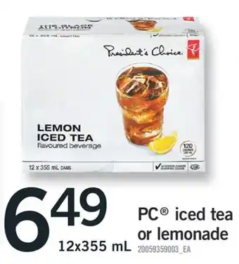 Fortinos PC ICED TEA OR LEMONADE, 12x355 mL offer