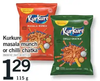 Fortinos KURKURE MASALA MUNCH OR CHILLI CHATKA, 115 g offer