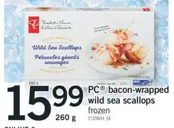 Fortinos PC BACON-WRAPPED WILD SEA SCALLOPS, 260g offer