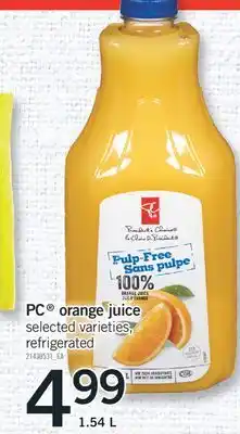 Fortinos PC ORANGE JUICE, 1.54 L offer