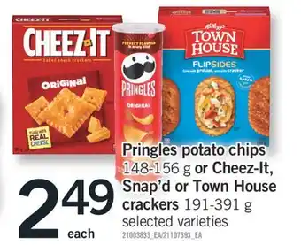 Fortinos PRINGLES POTATO CHIPS, 148-156 G OR CHEEZ-IT OR SNAP'D OR TOWN HOUSE CRACKERS, 191-391 G offer