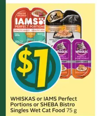 Sobeys WHISKAS or IAMS Perfect Portions or SHEBA Bistro Singles Wet Cat Food offer