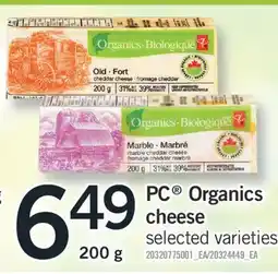 Fortinos PC ORGANICS CHEESE, 200 g offer