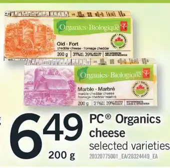 Fortinos PC ORGANICS CHEESE, 200 g offer