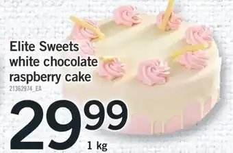 Fortinos ELITE SWEETS WHITE CHOCOLATE RASPBERRY CAKE, 1 kg offer