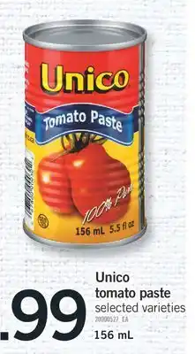 Fortinos UNICO TOMATO PASTE, 156 mL offer