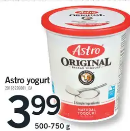 Fortinos ASTRO YOGURT, 500-750 g offer