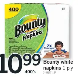 Fortinos BOUNTY WHITE NAPKINS, 1 ply 400's offer