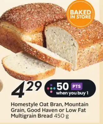 Sobeys Homestyle Oat Bran, Mountain Grain, Good Haven or Low Fat Multigrain Bread offer