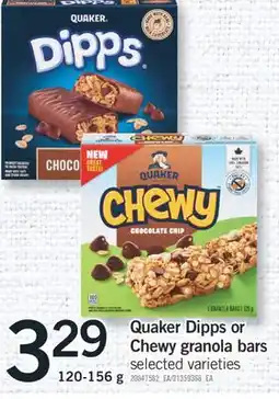 Fortinos QUAKER DIPPS OR CHEWY GRANOLA BARS, 120-156 g offer