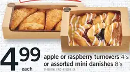 Fortinos APPLE OR RASPBERRY TURNOVERS, 4' S OR OR ASSORTED MINI DANISHES offer