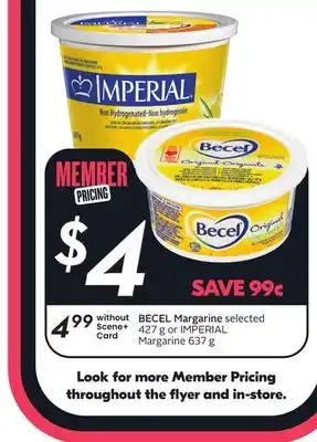 Sobeys BECEL Margarine selected 427 g or IMPERIAL Margarine 637 g offer