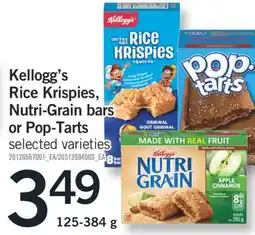 Fortinos KELLOGG'S RICE KRISPIES, NUTRI-GRAIN BARS OR POP-TARTS, 125-384 g offer