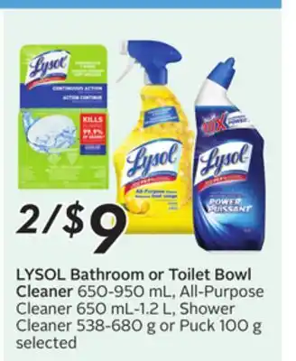 Sobeys LYSOL Bathroom or Toilet Bowl Cleaner offer