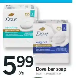 Fortinos DOVE BAR SOAP, 3'S offer