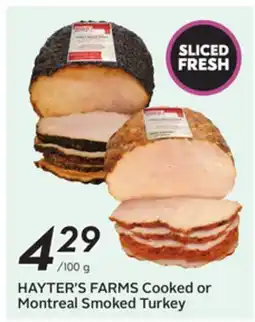 Sobeys HAYTER'S FARMS Cooked or Montreal Smoked Turkey offer