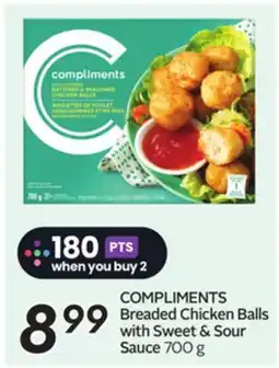 Sobeys COMPLIMENTS Breaded Chicken Balls with Sweet & Sour Sauce offer