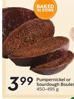 Sobeys Pumpernickel or Sourdough Boules offer