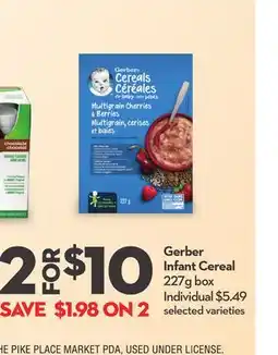 Longo's Gerber Infant Cereal offer