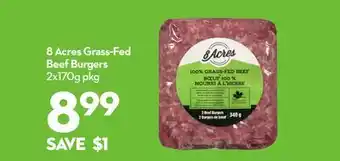 Longo's 8 Acres Grass-Fed Beef Burgers offer