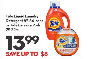 Longo's Tide Liquid Laundry Detergent 59-64 loads or Tide Laundry Pods 25-32ct offer