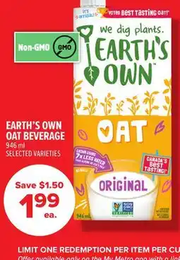 Metro EARTH'S OWN OAT BEVERAGE offer