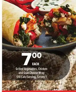 Metro GRILLED VEGETABLES, CHICKEN AND GOAT CHEESE WRAP offer