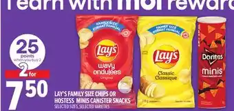 Metro LAY'S FAMILY SIZE CHIPS OR HOSTESS MINIS CANISTER SNACKS offer