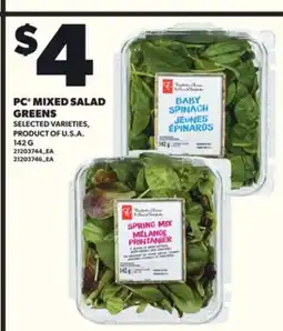 Loblaws PC MIXED SALAD GREENS, 142 G offer