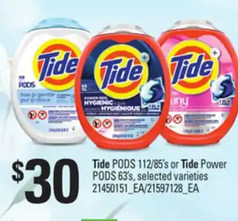 Loblaws TIDE PODS 112/85'S OR TIDE POWER PODS 63'S offer